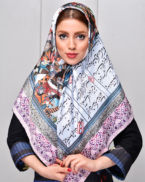 روسری ساتن طرح شاهنامه مدل 3322
