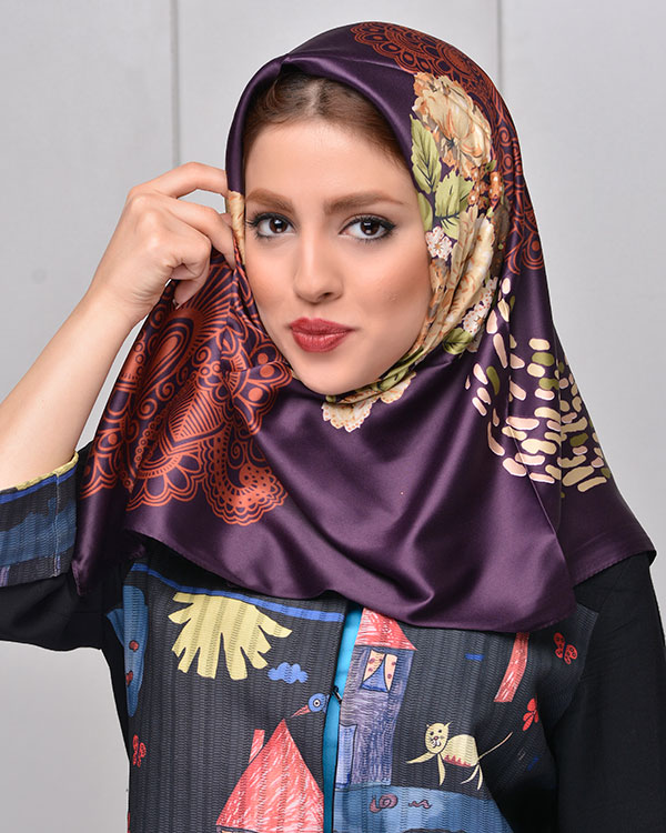 روسری گلدار طلاکوب مدل3298
