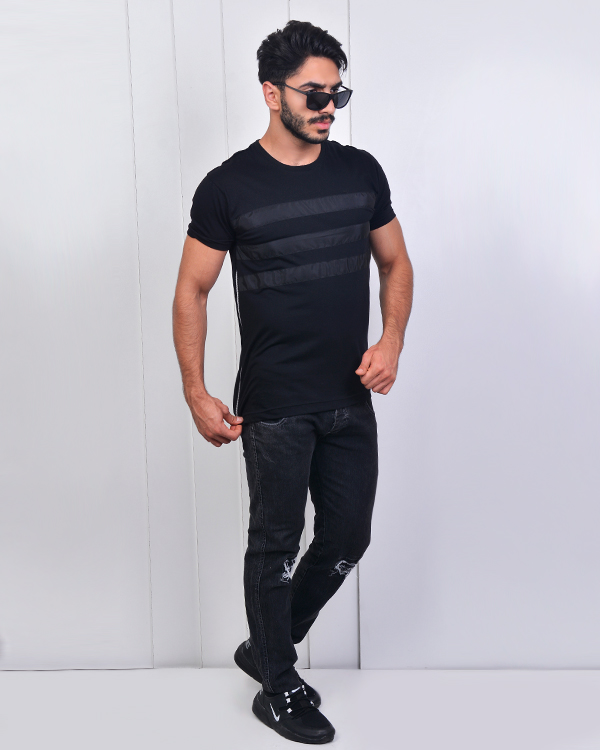 تی شرت یقه گرد جلوساتن مدل 2991