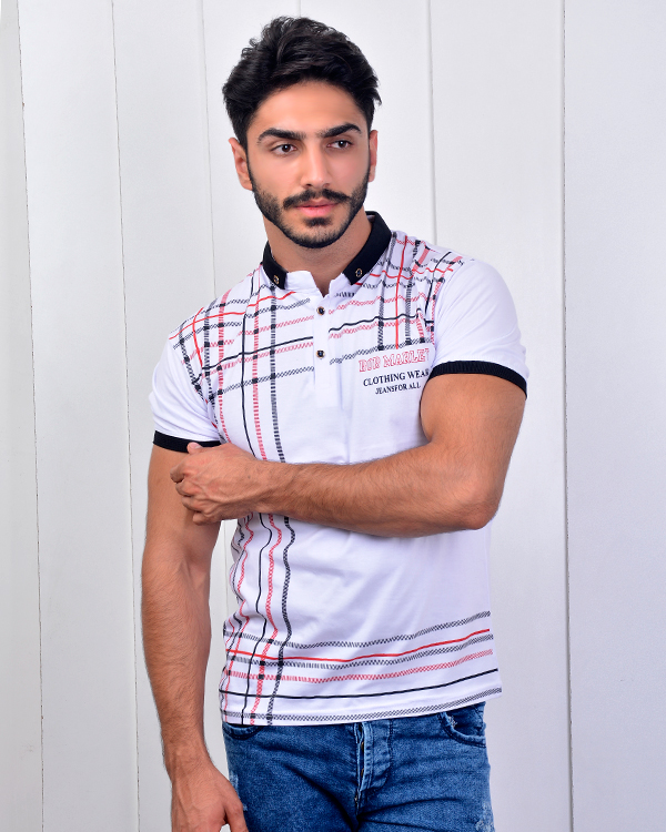 پولوشرت مردانه طرح دار مدل 2972