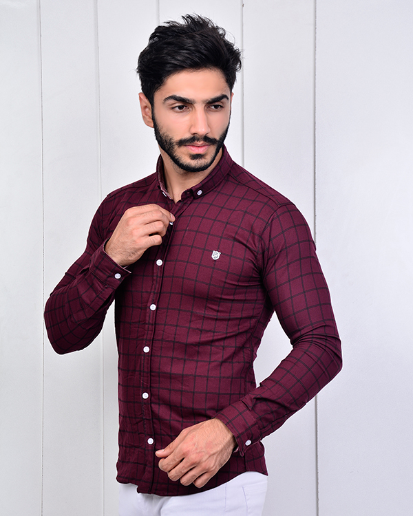 پیراهن مردانه چهارخانه دوخط مدل 2980