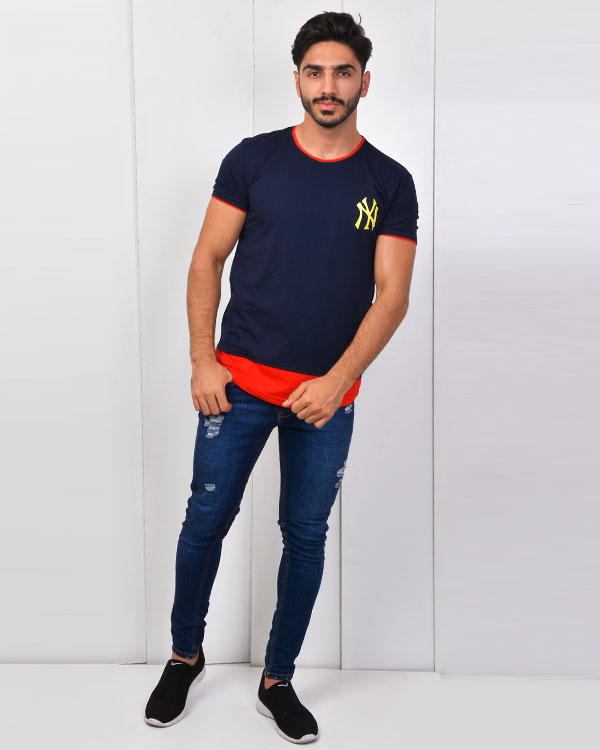 تی شرت یقه گرد NY مدل 2774