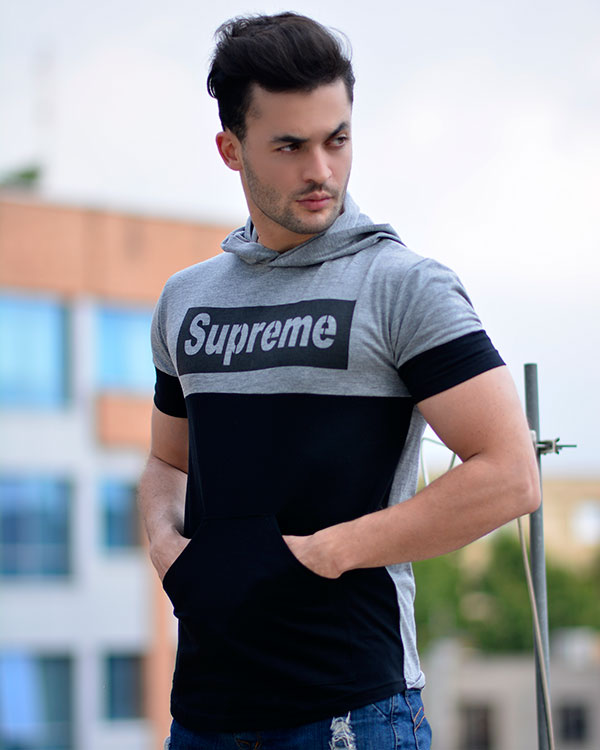 تیشرت کلاه دار مردانه supremeمدل 5987