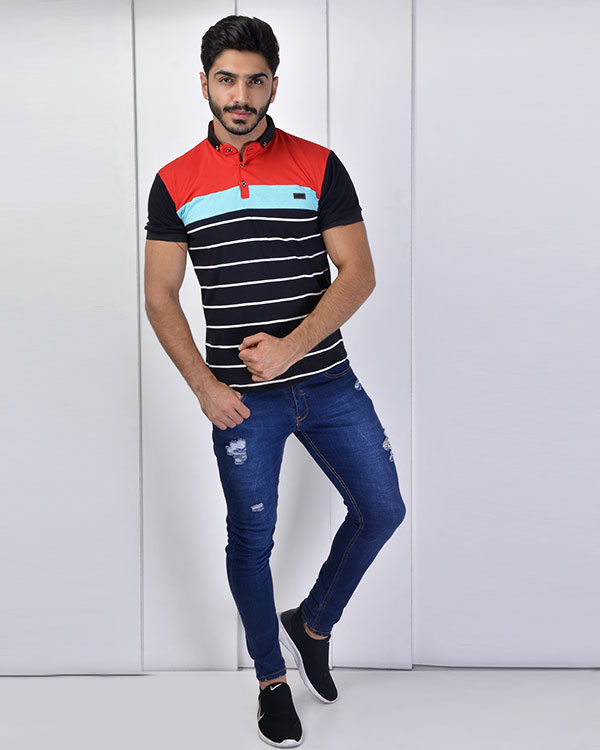 پولوشرت مردانه راه راه مدل 2689