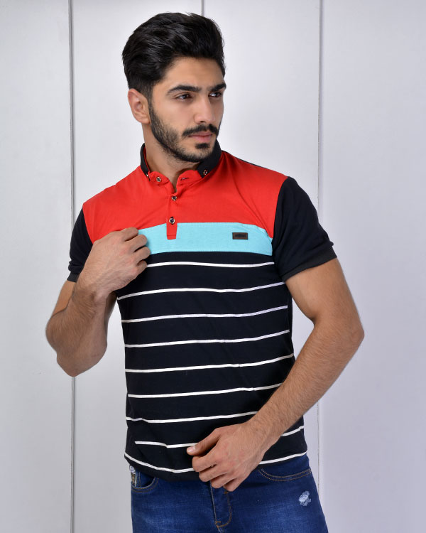 پولوشرت مردانه راه راه مدل 2689