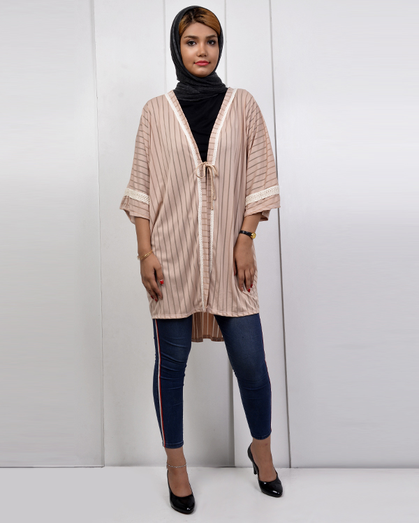 مانتو پانچ نواردار طرح یاس مدل 2650