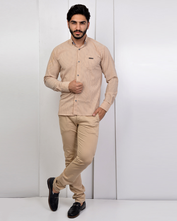 پیراهن مردانه راه راه ریز مدل 2592