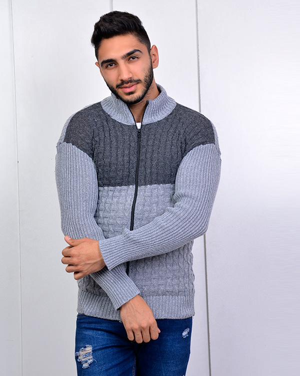 سوئیشرت بافت مردانه زیپ دار مدل 2213