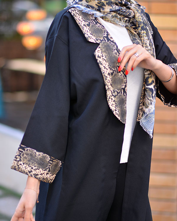 مانتو کتی دخترانه یقه پوست ماری مدل 5877