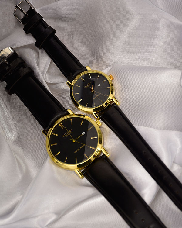 ست ساعت زنانه مردانه بند چرمی مدل 5824
