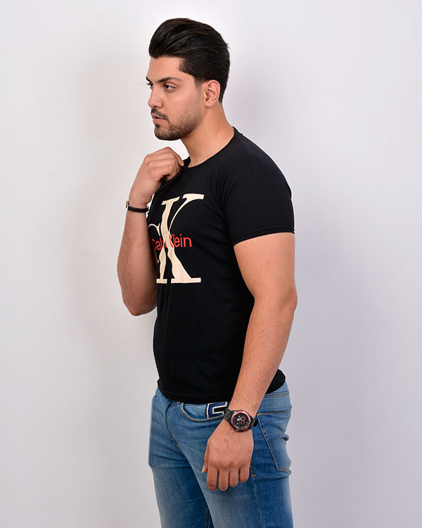 تی شرت مردانه یقه گرد طرح سی کی 2190