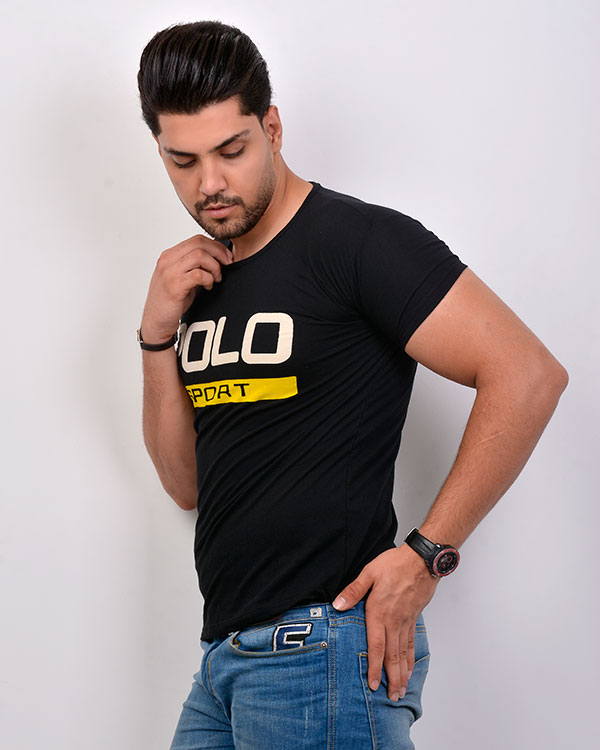 تی شرت مردانه یقه گرد طرح پولو 2191