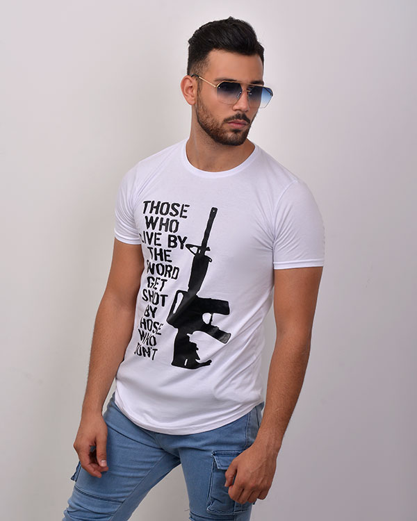 تی شرت مردانه طرح تفنگ مدل 2188