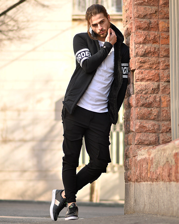 شلوار اسلش مردانه جیب نوشته دار مدل 2063