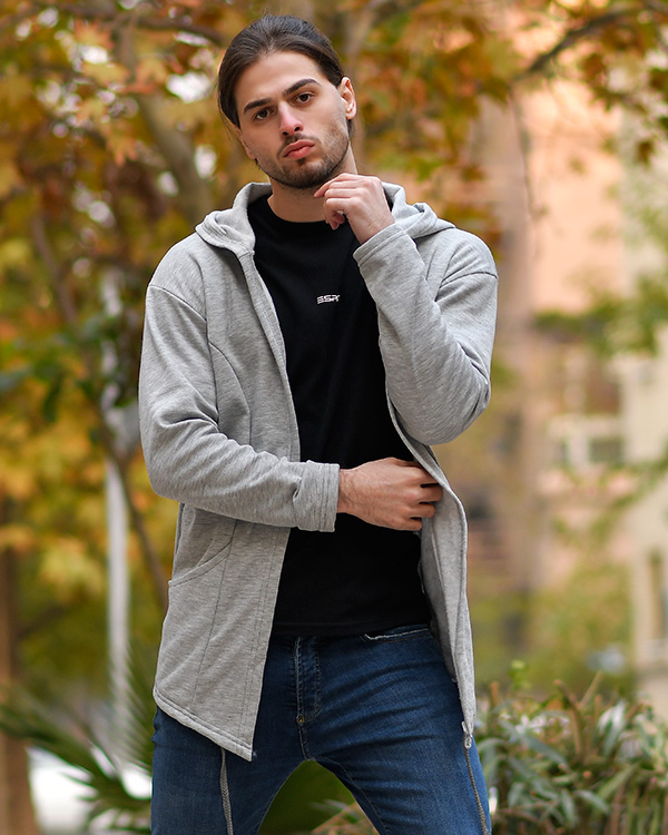 هودی مردانه مدل SOMAN طوسی مدل 6588