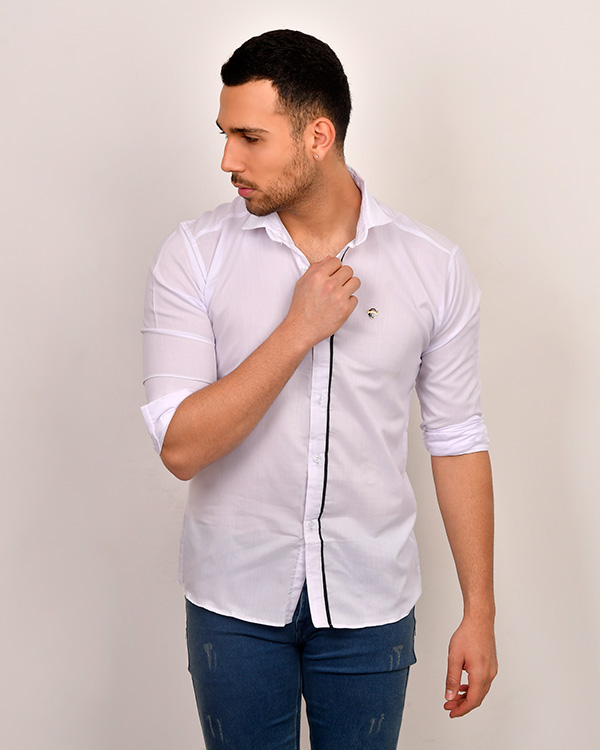 پیراهن مردانه سفید ساده مدل 3244