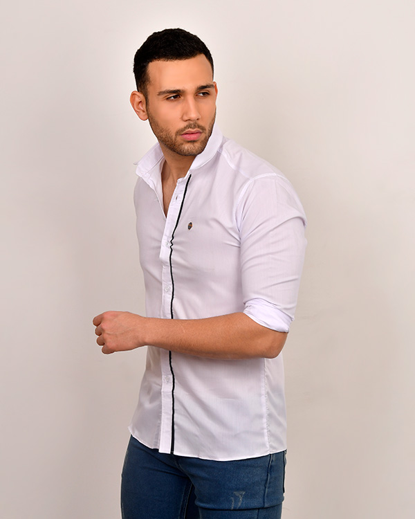 پیراهن مردانه سفید ساده مدل 3244