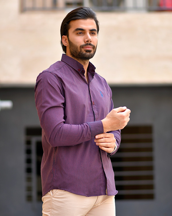 پیراهن مردانه راه راه polo مدل 0035