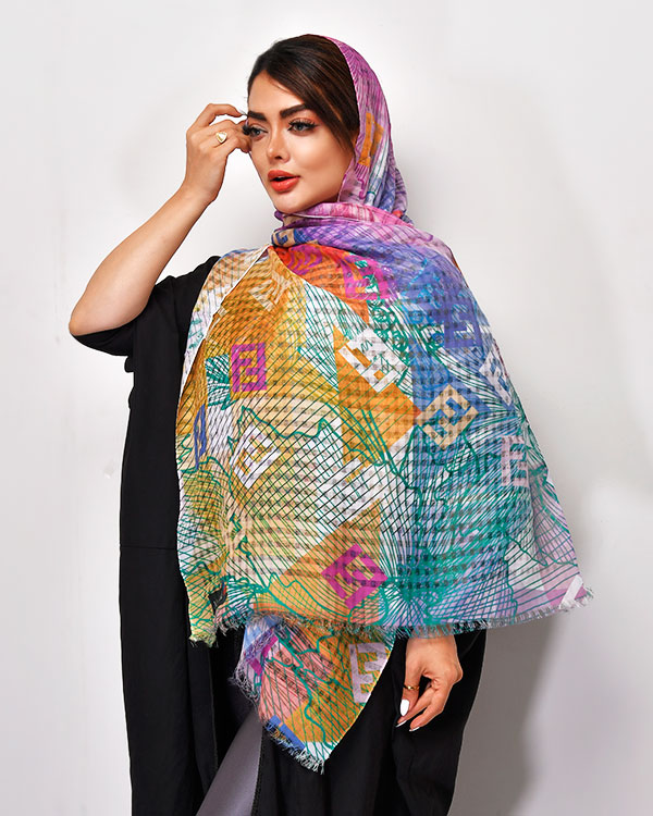 شال دخترانه فندی طرح رنگین کمان مدل 0371