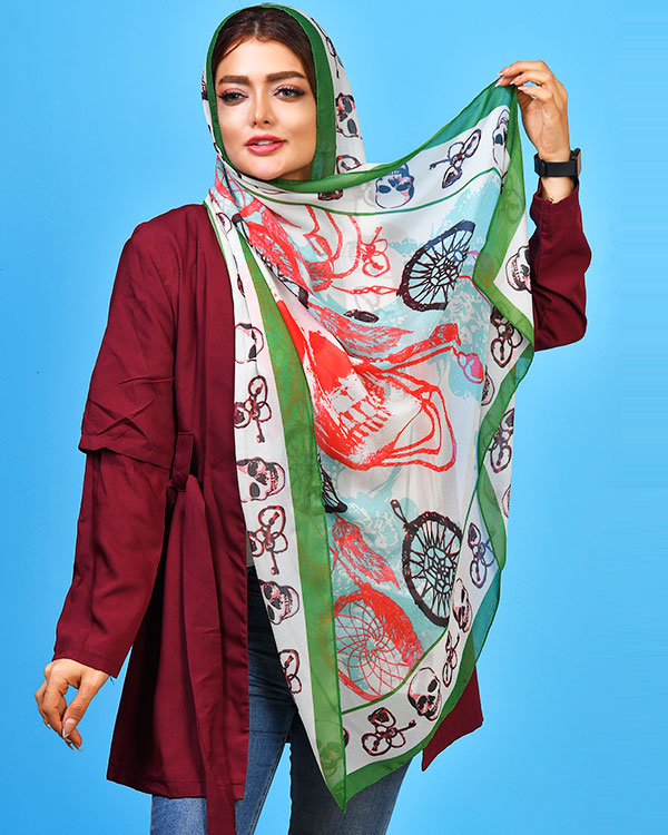 شال نخی دخترانه طرح جمجمه مدل 0385