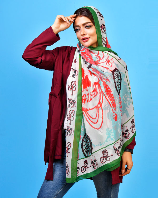 شال نخی دخترانه طرح جمجمه مدل 0385