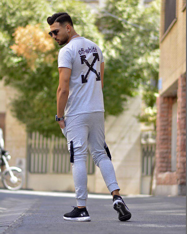 ست تیشرت وشلوارمردانه OFF WHITE طرح REVAN مدل 9988