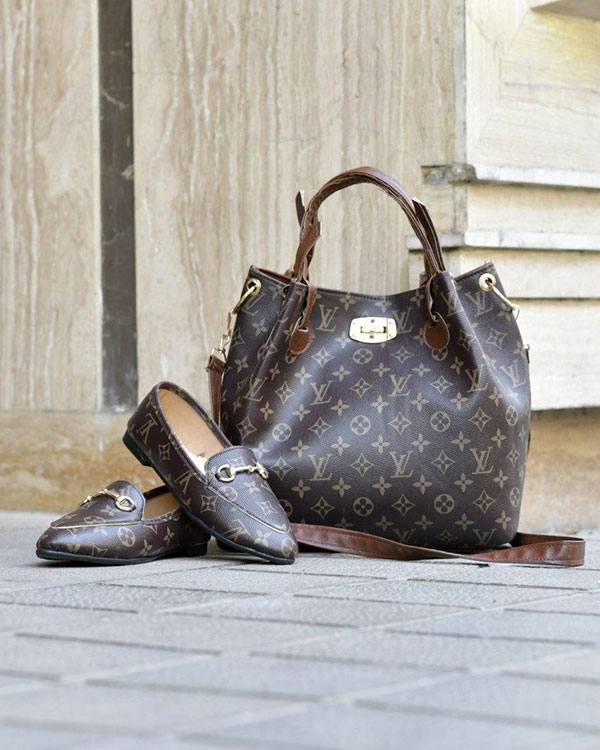 ست کیف و کفش دخترانه مدل HEDIN طرح LV مدل 5002