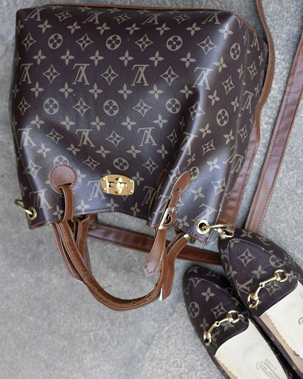 ست کیف و کفش دخترانه مدل HEDIN طرح LV مدل 5002