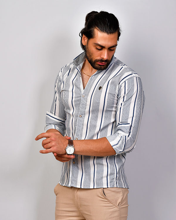 پیراهن مردانه خطی مدل 0546