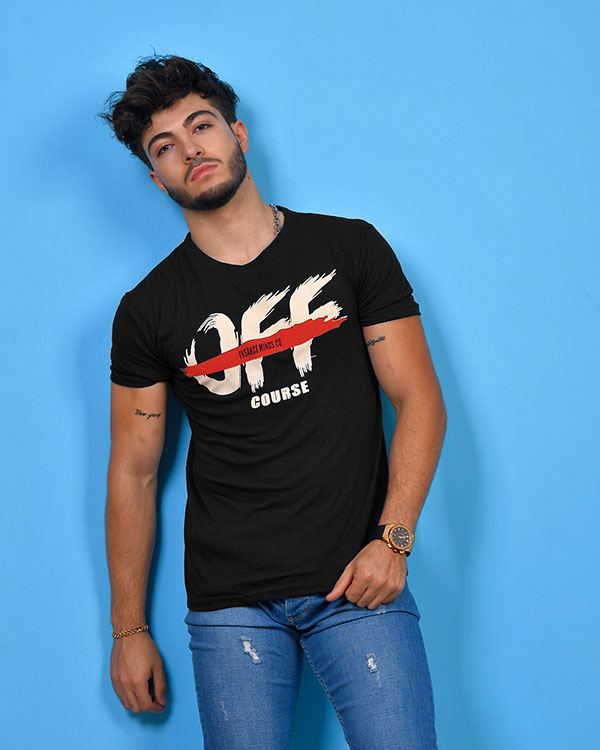 تی شرت مردانه یقه گرد OFF مدل 0554