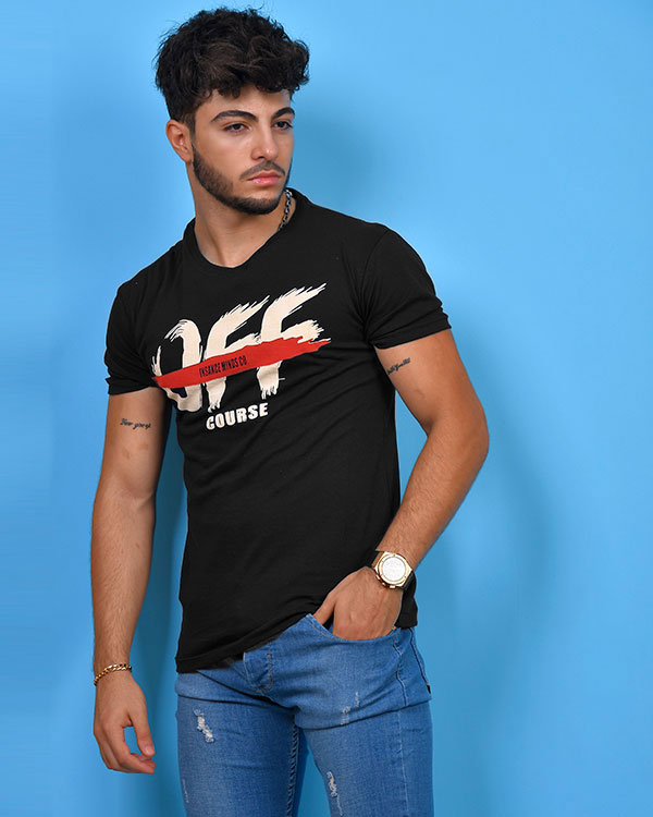 تی شرت مردانه یقه گرد OFF مدل 0554