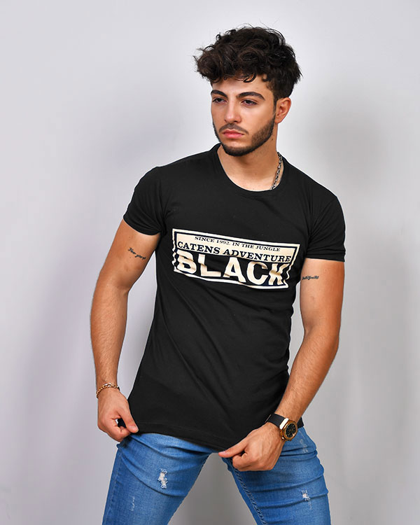 تی شرت مردانه یقه گرد BLACK مدل 0555