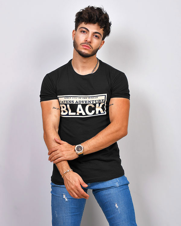 تی شرت مردانه یقه گرد BLACK مدل 0555