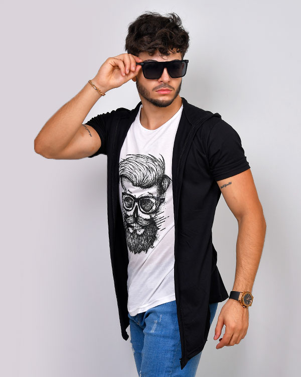 تی شرت کلاه دار یقه گرد مدل 0568