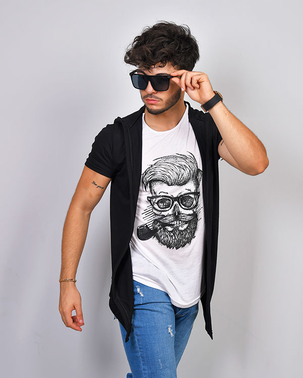 تی شرت کلاه دار یقه گرد مدل 0568