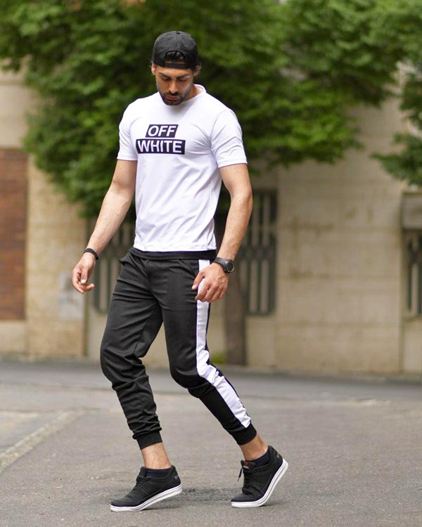 ست تیشرت و شلوار مردانه OFF WHITE طرح MAZOمدل 2550