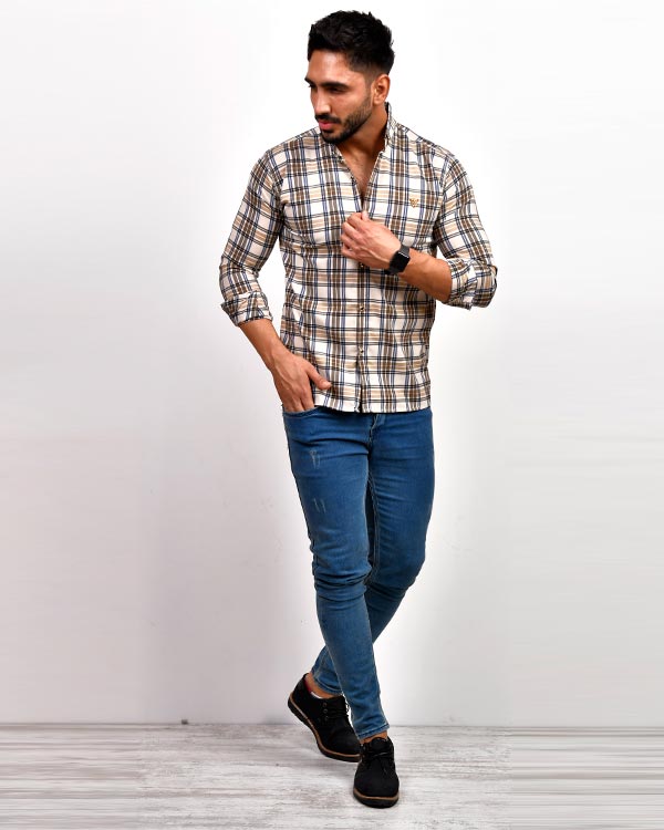 پیراهن مردانه خطی چهارخانه مدل0230