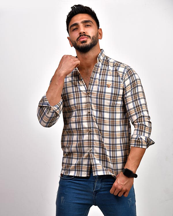 پیراهن مردانه خطی چهارخانه مدل0230