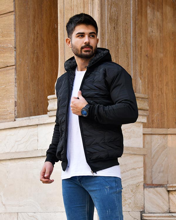 کاپشن مردانه سه لایه مموری تمام خز مدل 0574