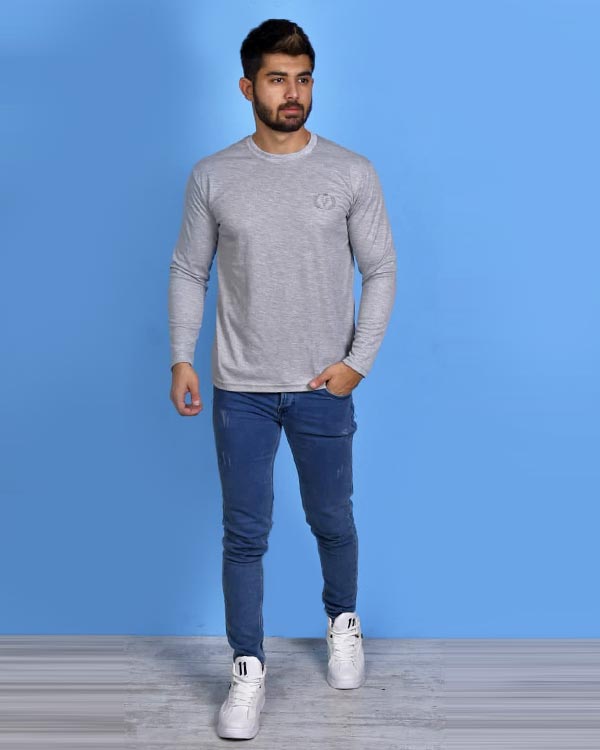 تیشرت آستین بلند ملانژ مدل 9923
