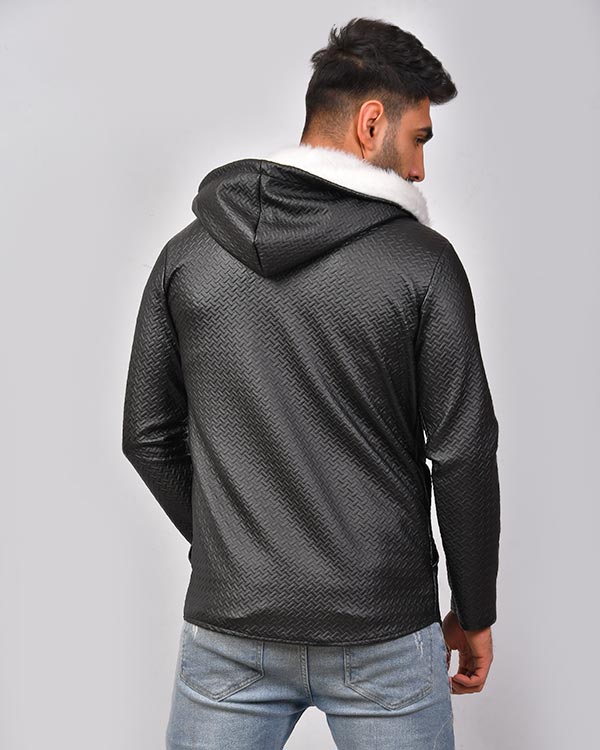 هودی مردانه طرح چرم OFF WHITE مدل 0617