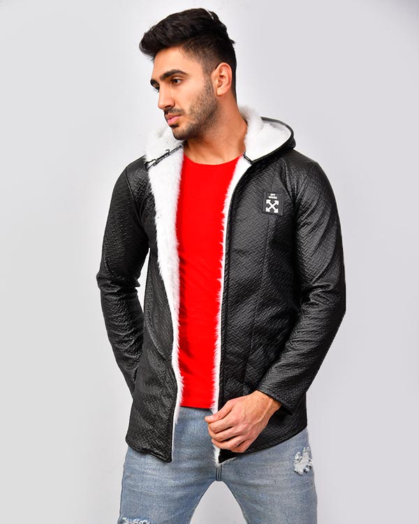 هودی مردانه طرح چرم OFF WHITE مدل 0617