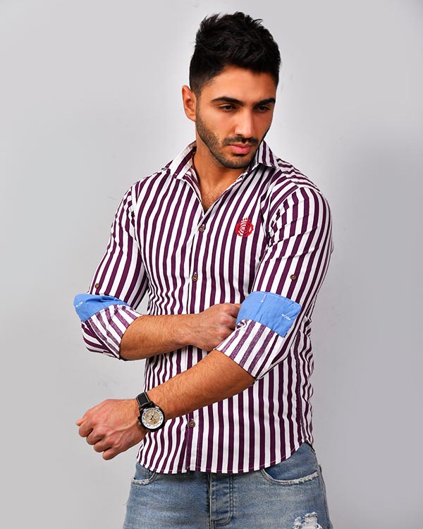 پیراهن مردانه راه راه مدل 0623