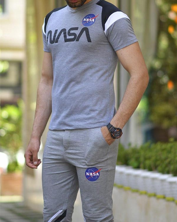 ست تیشرت و شلوار مردانه طرح NASA مدل 7795