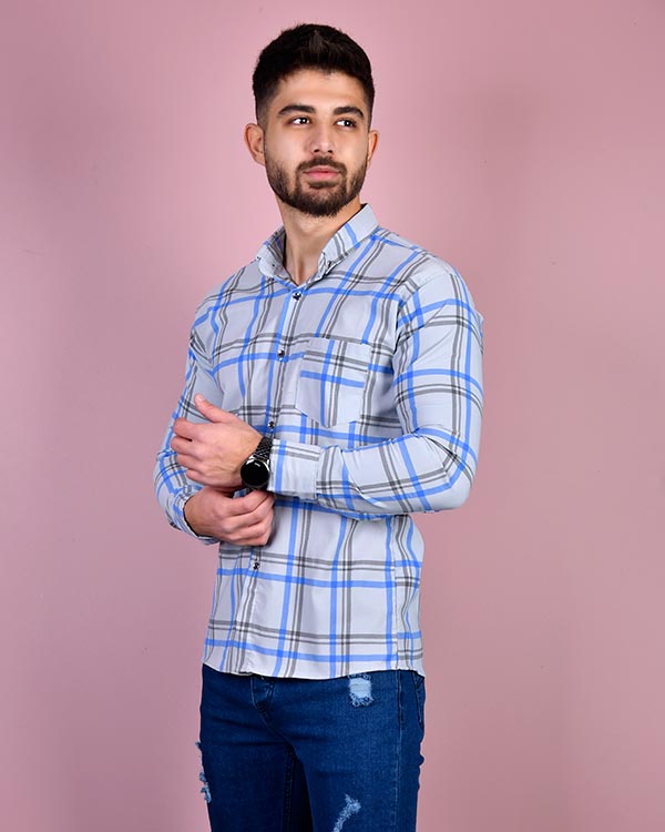پیراهن مردانه چهار خانه درشت مدل 0040