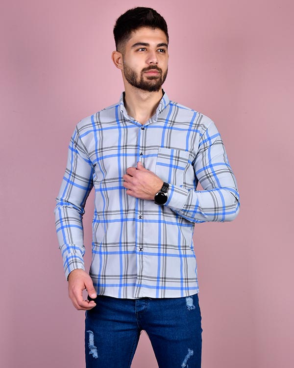 پیراهن مردانه چهار خانه درشت مدل 0040