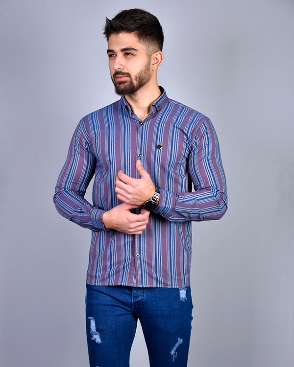 پیراهن مردانه راه راه مدل 0050