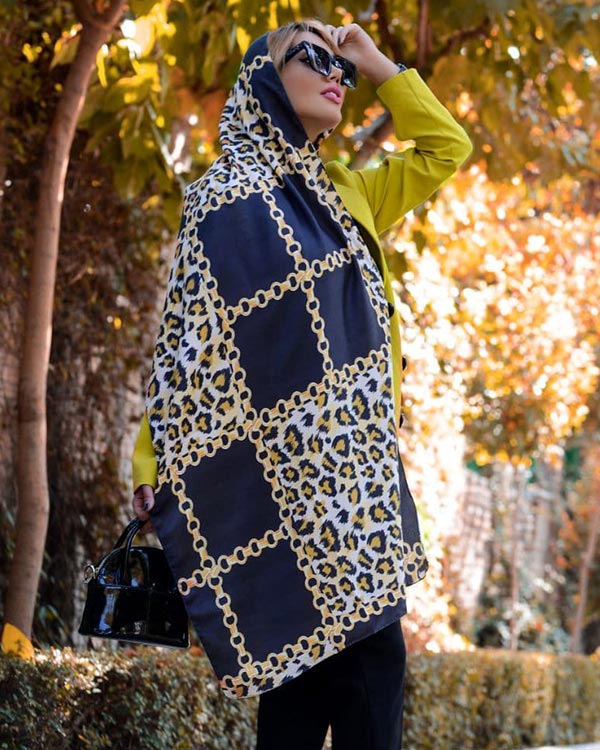 شال زنانه پلنگی و زنجیری مدل 0232
