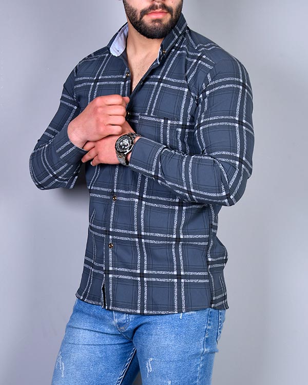پیراهن مردانه دو خط دو رنگ مدل 1418