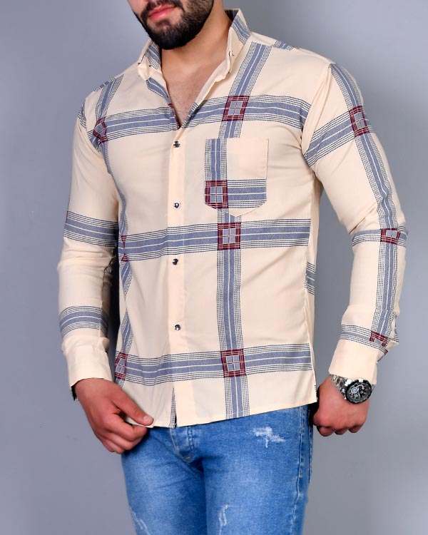 پیراهن مردانه  چهار خانه دو رنگ مدل 4025